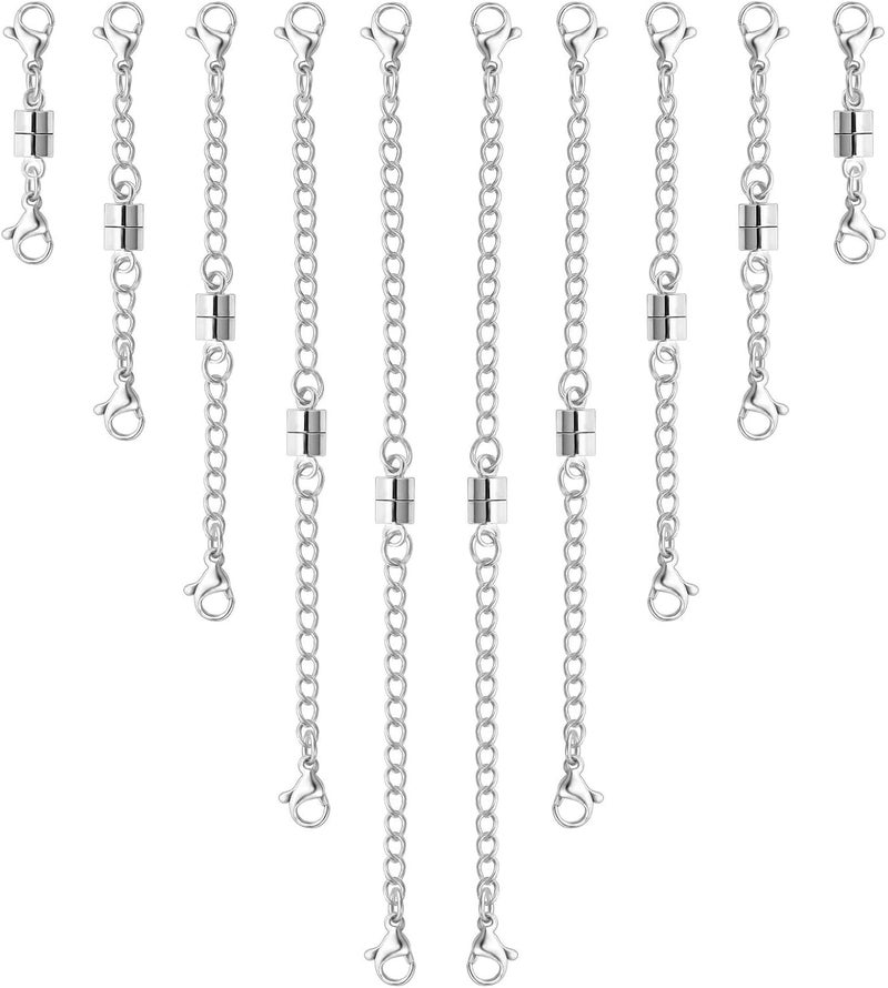 MKCYD Necklace Extender with Magnetic Clasps, Silver Magnetic Necklace Clasps and Closures with Necklace Extenders for Women - Image 1